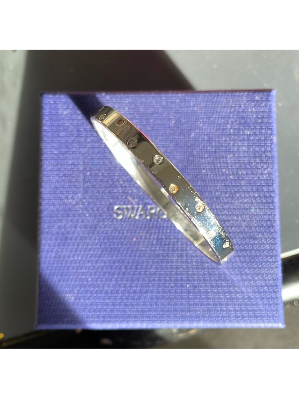 Swarovski Silver Crystal Dot Bangle Bracelet